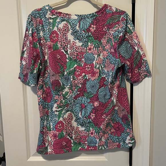 Talbots COTTON SCOOP NECK TEE shirt - BREEZY FLORAL great for spring size Large - Picture 4 of 5